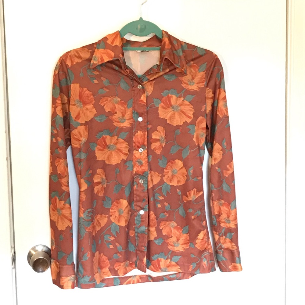 BOGO- Vintage floral print polyester blouse
